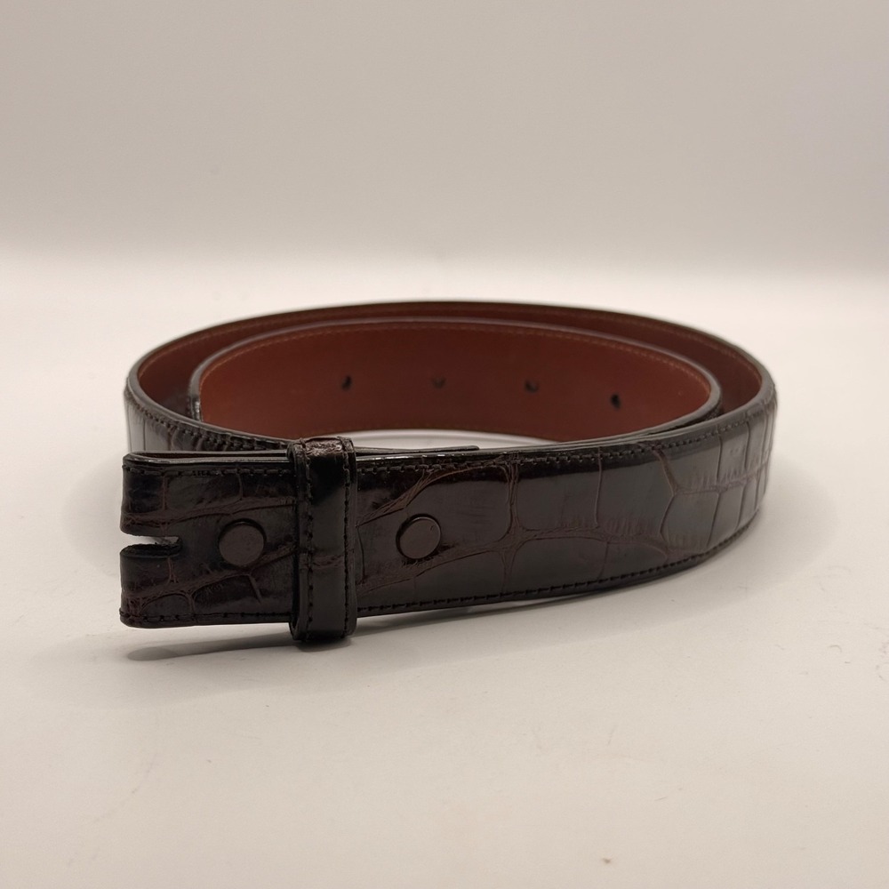 Bespoke Deep Brown American Alligator Womens Belt Strap Size Small NWOT